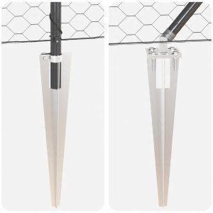 vidaXL Ogrodzenie heksagonalne Szary 1.2x10 m Stal, Słupki ogrodzeniowe z gwoździem 7 szt. 32 mm 140 cm stal ocynkowana 8