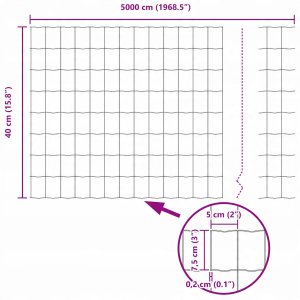 vidaXL Ogrodzenie Euro 0.4x50 m Stal ocynkowana 8