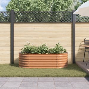 vidaXL Brązowa Podniesiona Skrzynka Ogrodowa z Wyglądem Drewna 160x80x44 cm Stalowa 1