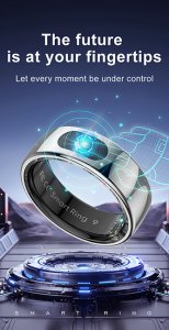 Smart RING PRO czarny, t�tno, saturacja, monitor snu, aktywno��, roz 11, Powerton 2