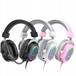 Słuchawki studyjne nauszne FIFINE H6W AmpliGame RGB dźwięk przestrzenny 7.1 15