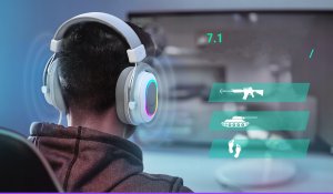 Słuchawki studyjne nauszne FIFINE H6W AmpliGame RGB dźwięk przestrzenny 7.1 6