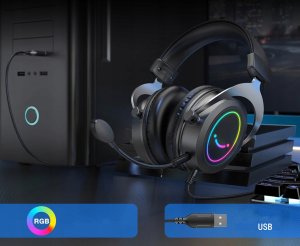 Słuchawki studyjne nauszne FIFINE H3 AmpliGame RGB z mikrogonem studyjne 13