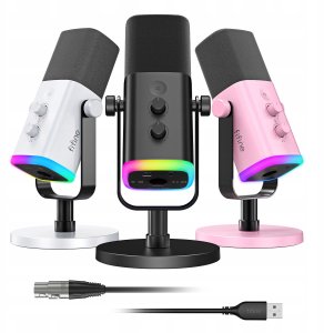 Mikrofon dynamiczny studyjny Fifine AM8W AMPLIGAME USB/XLR RGB biały PnP 4