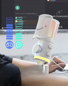 Mikrofon pojemnościowy studyjny FIFINE AM6W z TŁUMIENIEM SZUMÓW RGB 5