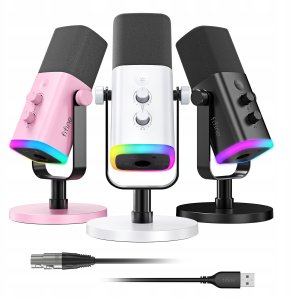 Mikrofon dynamiczny studyjny Fifine AM8P AMPLIGAME USB/XLR RGB różowy PnP 8
