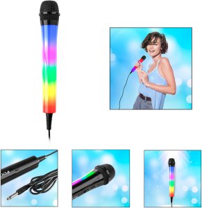Mikrofon Fenton Mikrofon karaoke z oświetleniem LED RGB KMD55B czarny one size 2