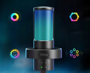 Mikrofon pojemnościowy studyjny Fifine A8 PLUS RGB Plug&Play gamingowy 3