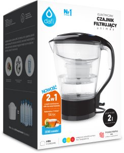 Czajnik Dafi Elektryczny czajnik filtrujący 2w1 czarny z 6 wkładami AGD+ Unimax 3