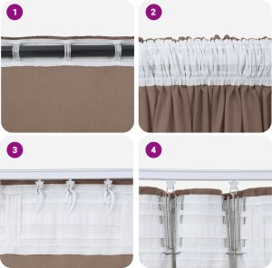 vidaXL Firany 2 szt. z oczkami cappuccino 260x140 cm 2