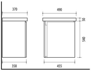 CABIN WITH WASHBASIN WTU-50GE-PM GLD OAK 3
