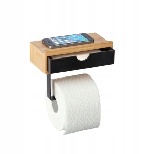 Uchwyt na papier toaletowy BAMBUSA z bambusową szufladą, WENKO 2