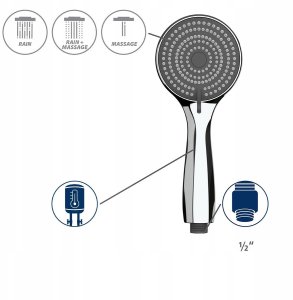Słuchawka prysznicowa z funkcją oszczędzania wody, Ø 9,6 cm, 3 strumienie, WENKO 7