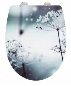 Deska sedesowa POLAR z cichym domykaniem, Thermoplast, wzór roślinny, WENKO 2