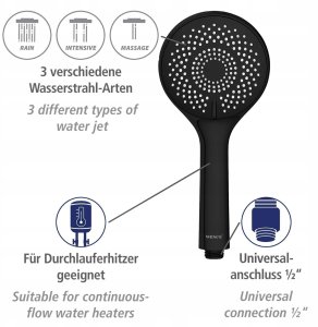 Słuchawka prysznicowa oszczędzająca wodę, Ø 11 cm, WENKO 5