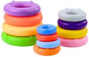 Wieża Piramidka Kotek Szary Kolorowa 13 Kółek 41 x 15,5 x 15,5 cm 2