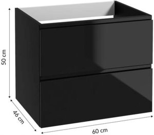 Deftrans Szafka łazienkowa wisząca czarna 60x50cm z blatem komoda łazienkowa 3