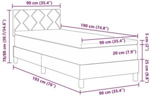 Łóżko sprężynowe z materacem jasnoszary 90x190 cm Tkanina 12