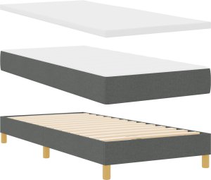 Ciemnoszare łóżko box spring z materacem 90x190 cm 2