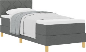 Łóżko typu box spring z materacem ciemnoszary 80x200 cm tkanina 2
