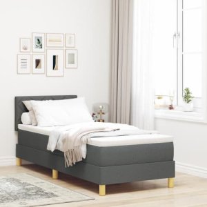 Łóżko typu box spring z materacem ciemnoszary 80x200 cm tkanina 3