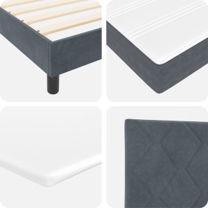 vidaXL Łóżko Box Spring z Materacem VidaXL Szare 90x200 cm Aksamitne 2