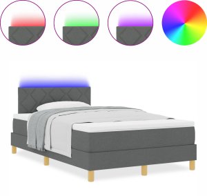 Łóżko Box Spring z Materacem & LED Ciemnoszary 120x200 cm Tkanina 2
