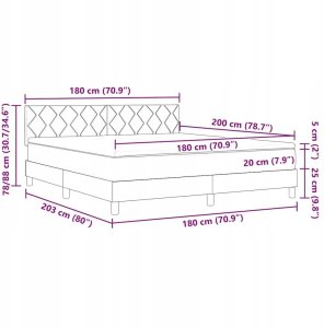 Łóżko Box Spring z Matracem i Światłem LED Jasnoszare 180x200 cm Aksamit 11