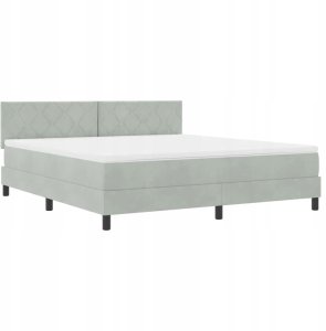 Łóżko Box Spring z Matracem i Światłem LED Jasnoszare 180x200 cm Aksamit 3