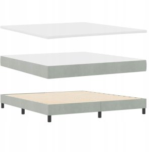Łóżko Box Spring z Matracem i Światłem LED Jasnoszare 180x200 cm Aksamit 6