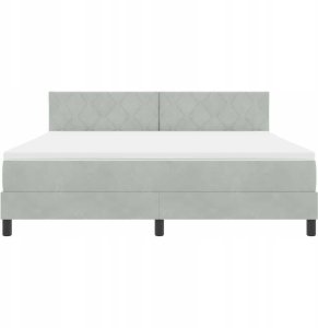 Łóżko Box Spring z Matracem i Światłem LED Jasnoszare 180x200 cm Aksamit 7