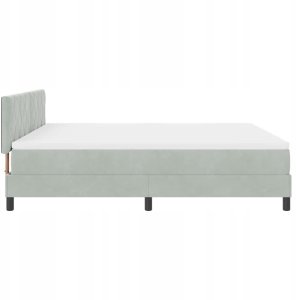 Łóżko Box Spring z Matracem i Światłem LED Jasnoszare 180x200 cm Aksamit 8