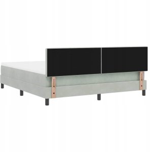 Łóżko Box Spring z Matracem i Światłem LED Jasnoszare 180x200 cm Aksamit 9