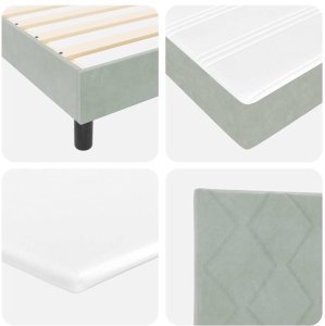 Łóżko Box Spring z Matracem i Światłem LED Jasnoszare 180x200 cm Aksamit 10