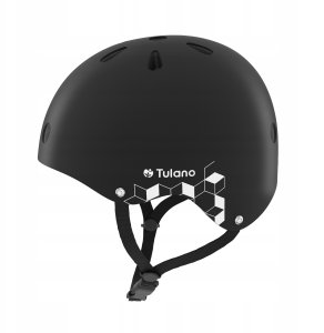 Kask Rowerowy Dziecięcy Tulano Czarny Lekki Regulowany 48-52 Cm Odblask 14