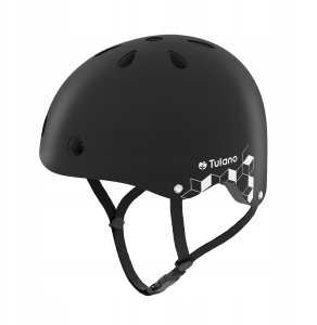 Kask Rowerowy Dziecięcy Tulano Czarny Lekki Regulowany 48-52 Cm Odblask 2