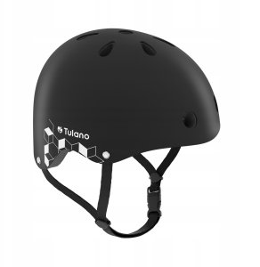 Kask Rowerowy Dziecięcy Tulano Czarny Lekki Regulowany 48-52 Cm Odblask 5