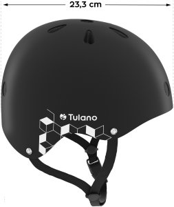 Kask Rowerowy Dziecięcy Tulano Czarny Lekki Regulowany 48-52 Cm Odblask 8