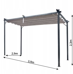 Metalowa pergola do ogrodu 3x4x2,3m beżowa, altana, pergola ogrodowa 3