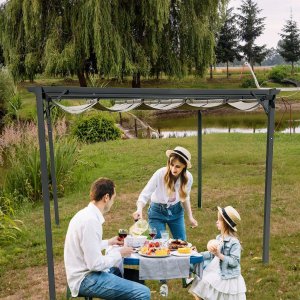 Metalowa pergola do ogrodu 3x4x2,3m beżowa, altana, pergola ogrodowa 10
