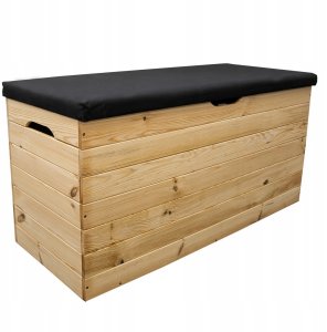Duża Drewniana Skrzynia Ogrodowa Tapicerowana 100x40x50 cm 200L Kufer 1