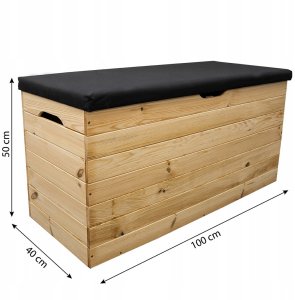 Duża Drewniana Skrzynia Ogrodowa Tapicerowana 100x40x50 cm 200L Kufer 2