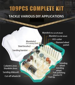 Priedai graviraimo irankiui 109 daliu PT-5100 Pro'sKit 4