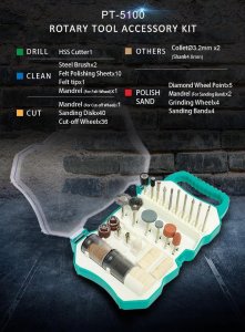 Priedai graviraimo irankiui 109 daliu PT-5100 Pro'sKit 7