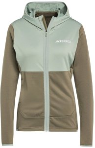 Bluza trekkingowa damska adidas TERREX Xperior Light Fleece Hooded Jacket - olive strata/silver green 1