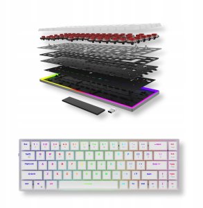 AQIRYS Klawiatura mechaniczna 65%/68 klawiszy Dual Mode: Wirelles&BT+Wired AGENA white 5