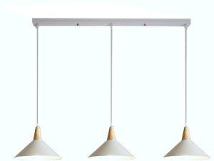 Lampa sufitowa metalowa klosz lite drewno wisząca AT33-3SZ-White 1