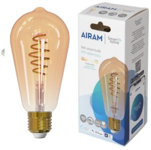 Airam SmartHome Edison ST64 smart bulb, E27, amber, 350 lm, 1800-3000K, WiFi 1