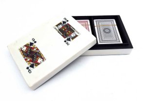 Dwie talie kart w pudełku z żywicy eleganckie prezent G1220A 1