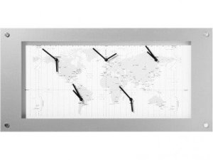 NeXtime Time Zone, Wall, Rectangle, White, Aluminium, Glass, 900 mm 1